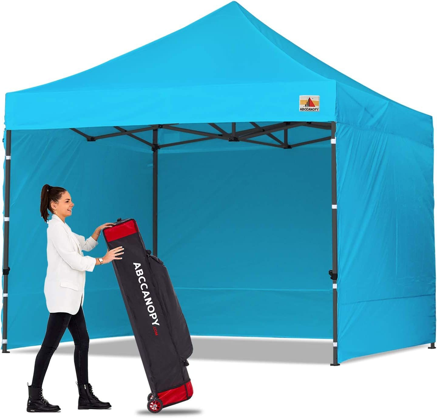 ABCCANOPY Heavy Duty Ez Popup Canopy Tent with Sidewalls 10x10, sky blue 