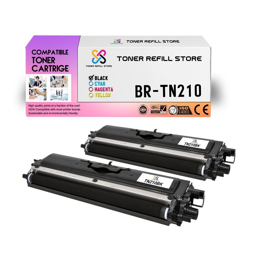 2Pk TRS TN210 Black Compatible for Brother HL3040CN, MFC9010CN Toner Cartridge