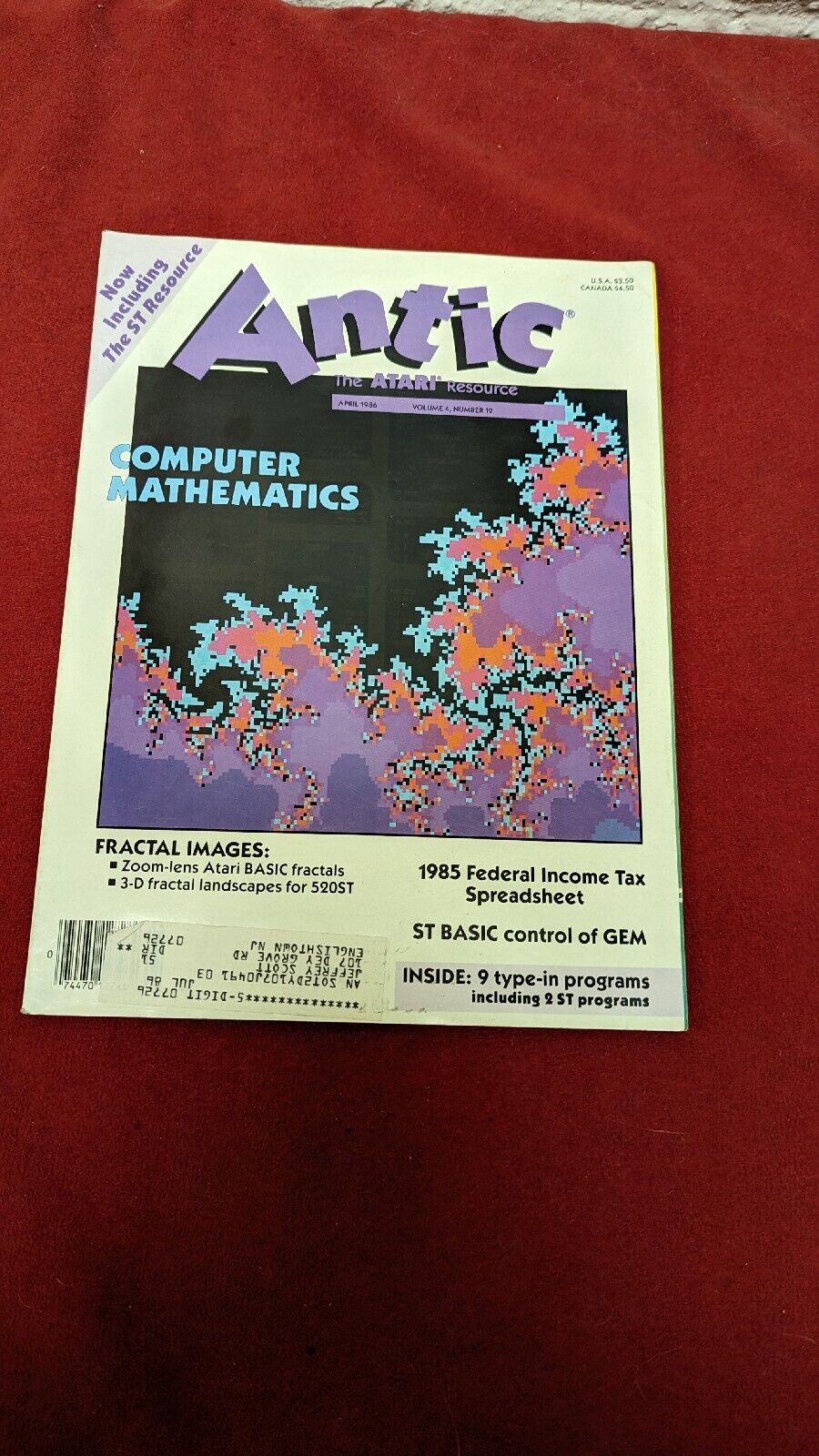 Atari, Antic Magazine, April 1986 Volume 4 Number 12 Computer Mathematics 