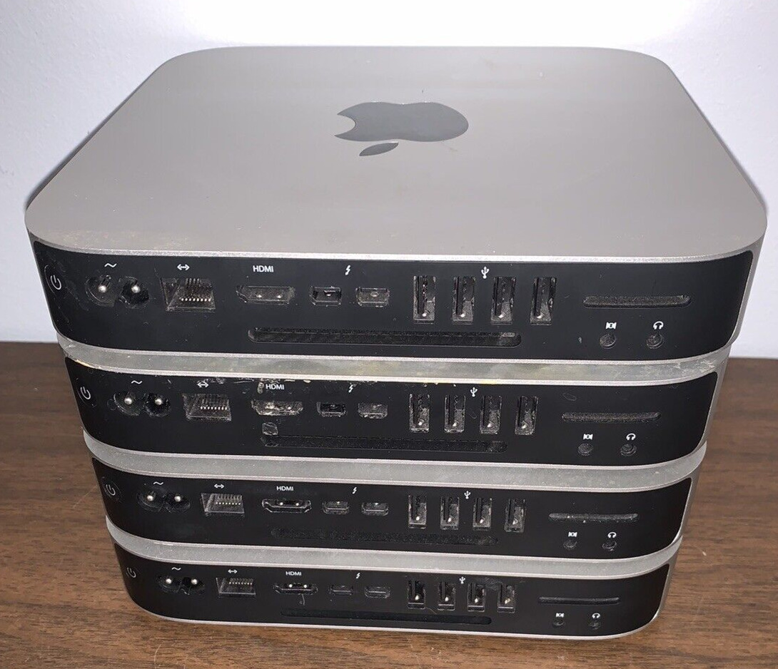 Lot of 4 - Late 2014 Apple Mac Mini Desktop i5 & i7 256GB SSD 500GB HDD w/ MacOS