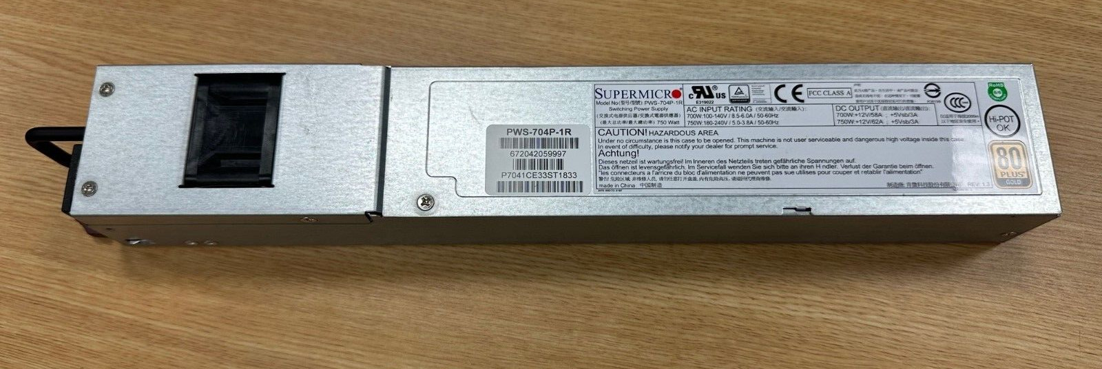 Supermicro PWS-704P-1R 750W 1U Redundant 80Plus Gold Power Supply
