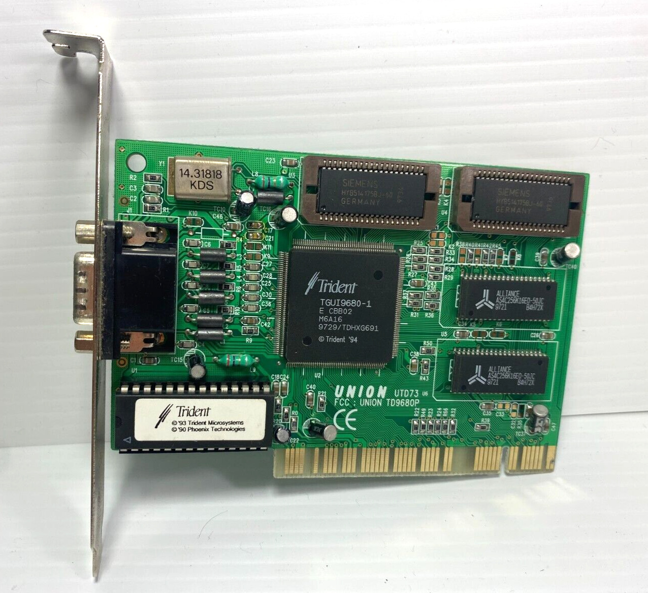 Vintage Trident PCI VGA Video Card 2MB TGUI9680 Union 1993 TESTED