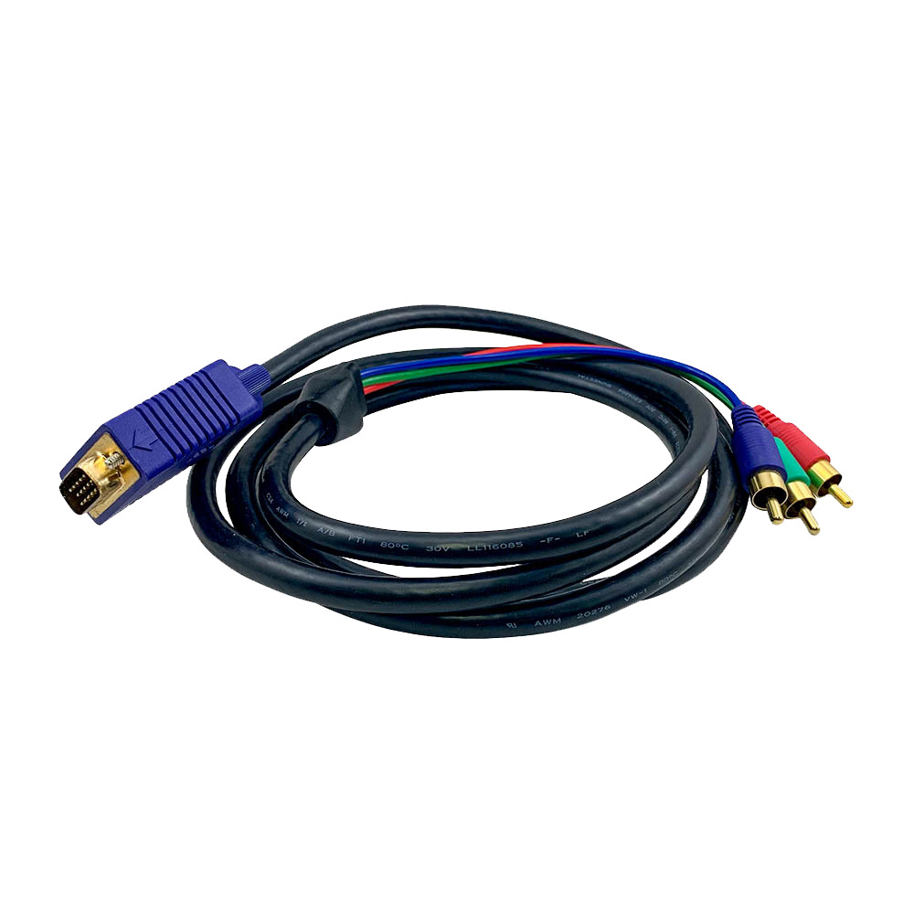 PTC Premium VGA to 3-RCA RGB Component Video Cable For TV Monitor Projector 6 ft
