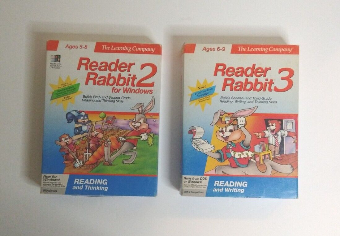 Reader Rabbit Game Lot Reader Rabbit 2 & 3 Complete In Box CIB 3.5 Windows 