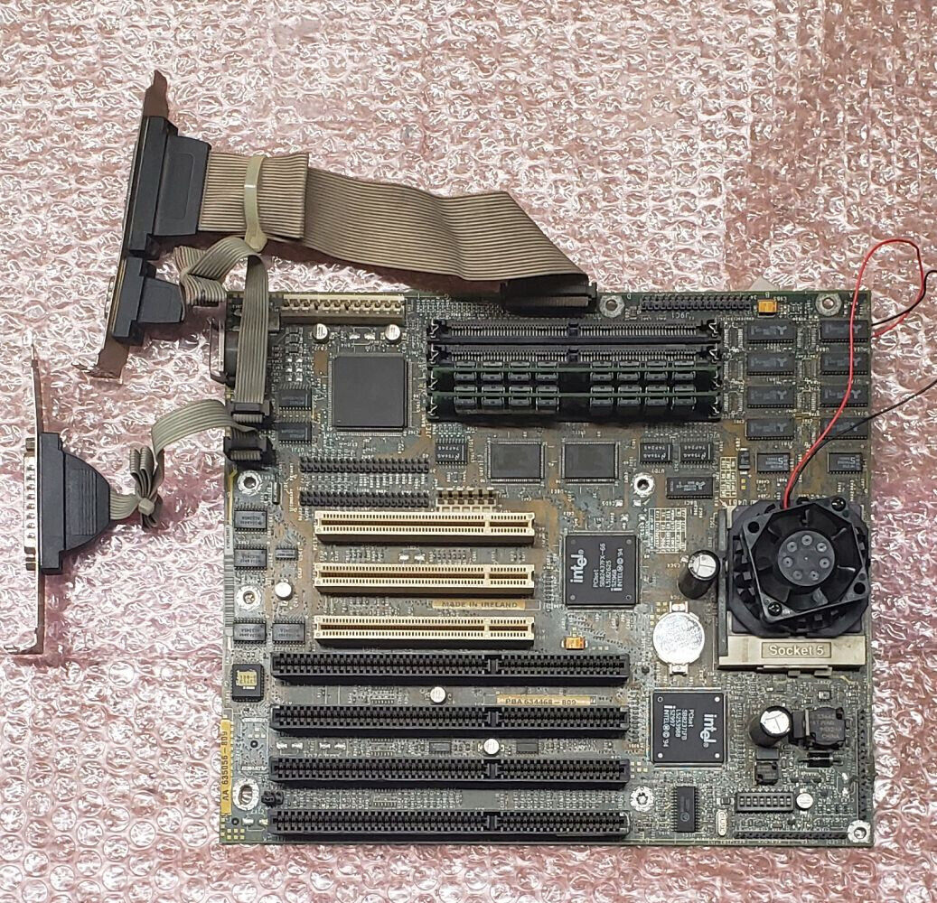 Tested 1995 Intel 430FX (Zappa) baby AT motherboard, Pentium 75, 16MB RAM + I/O