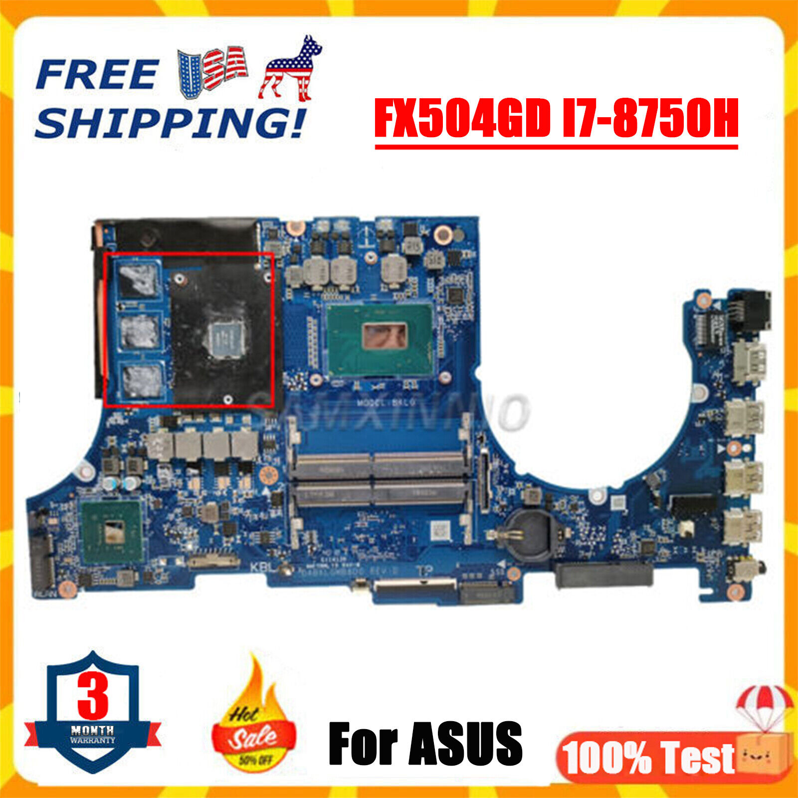 For ASUS FX504G FX504GM FX504GD DABKLGMB8D0 I7-8750H GTX1050ti V4G Motherboard 