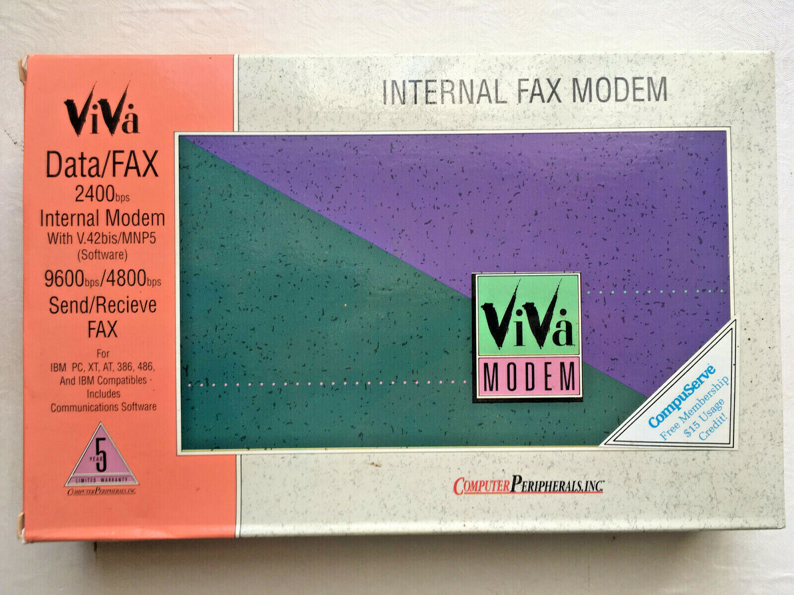 Computer Peripherals ViVa 2400 Internal ISA Fax/Data Modem - Tested, Working