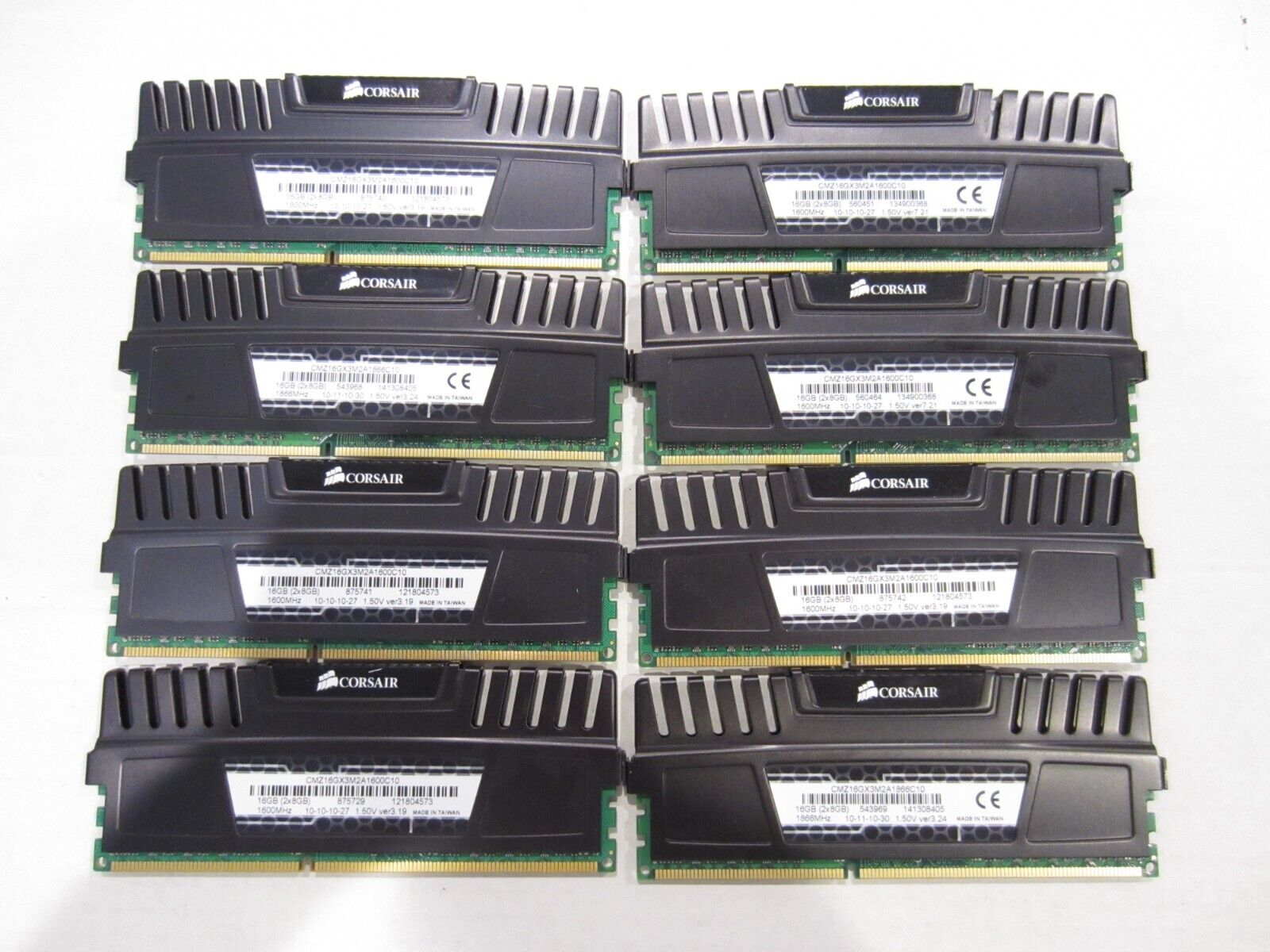 Lot of 8pcs Corsair 8GB PC3-12800 DDR3-1600Mhz Desktop Udimm Memory