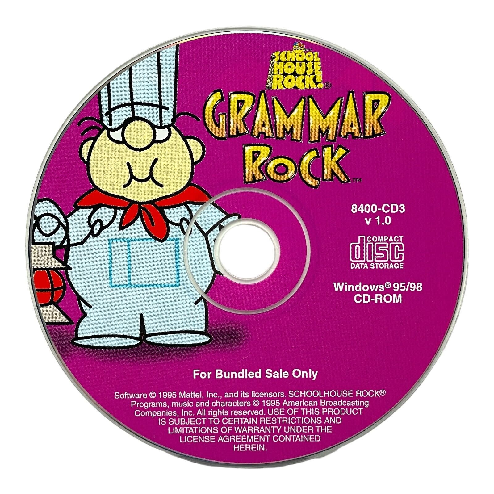 SCHOOLHOUSE ROCK GRAMMAR ROCK 1995 CD ROM VINTAGE RARE HTF