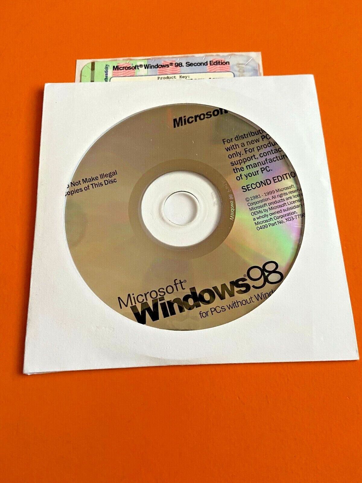 Microsoft Windows 98 Second Edition SE open box (NOT FOR VIRTUAL MACHINES)