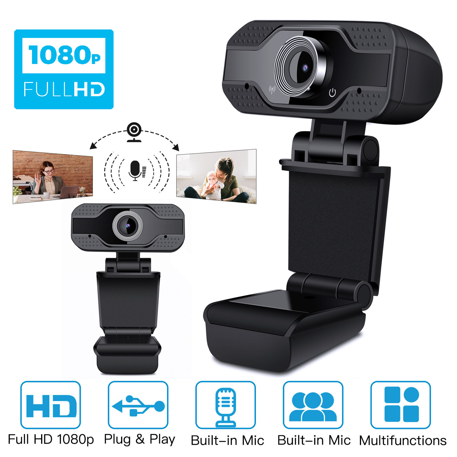 1080P HD Webcam Auto Focusing Web Camera For PC Laptop Desktop With Microphone