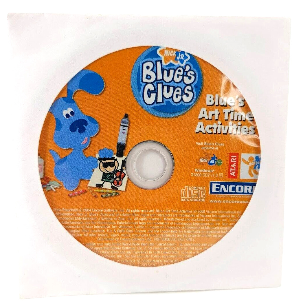 Blues Clues CD Tape Storage Blue\'s Art Time Activities 2004 Preschool Fun Skills