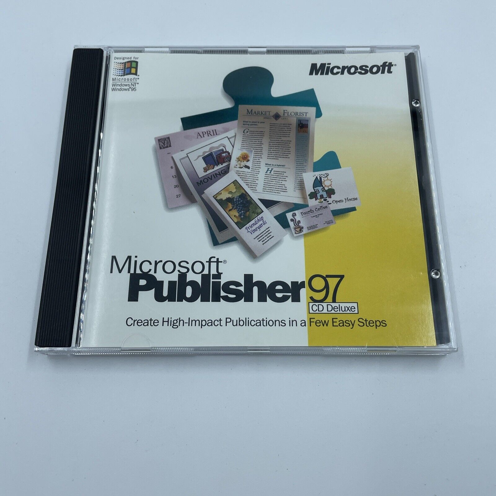 Microsoft Publisher 97 PC Software CD Deluxe Version Create Publications w/ Key