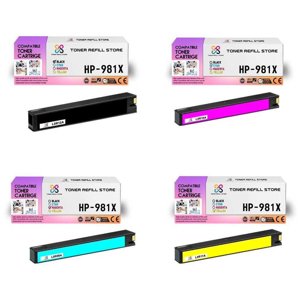 4PK TRS 981X BCMY HY Compatible for HP PageWide MFP 586dn 586f Ink Cartridge