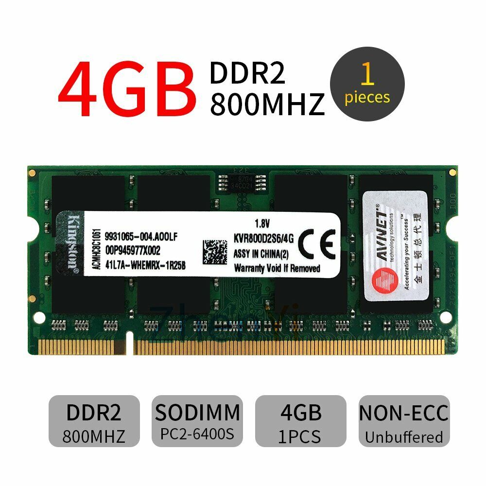 4GB 2GB 1GB DDR2 PC2-6400 800MHz KVR800D2S6/4G Laptop Memory For Kingston LOT