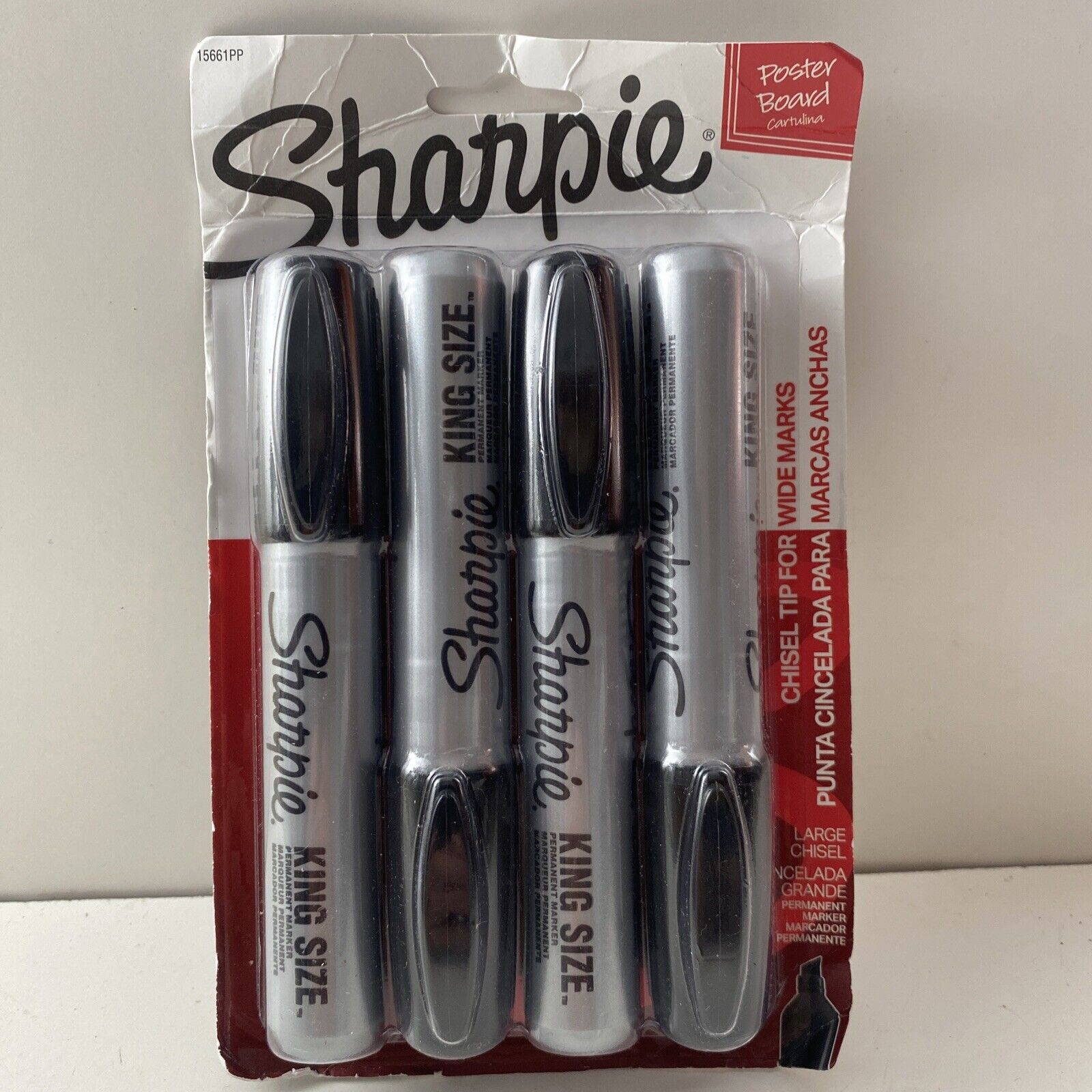 Sharpie: Sharpie King Size, Permanent Markers, Black, Large Chisel, Pack Of 4