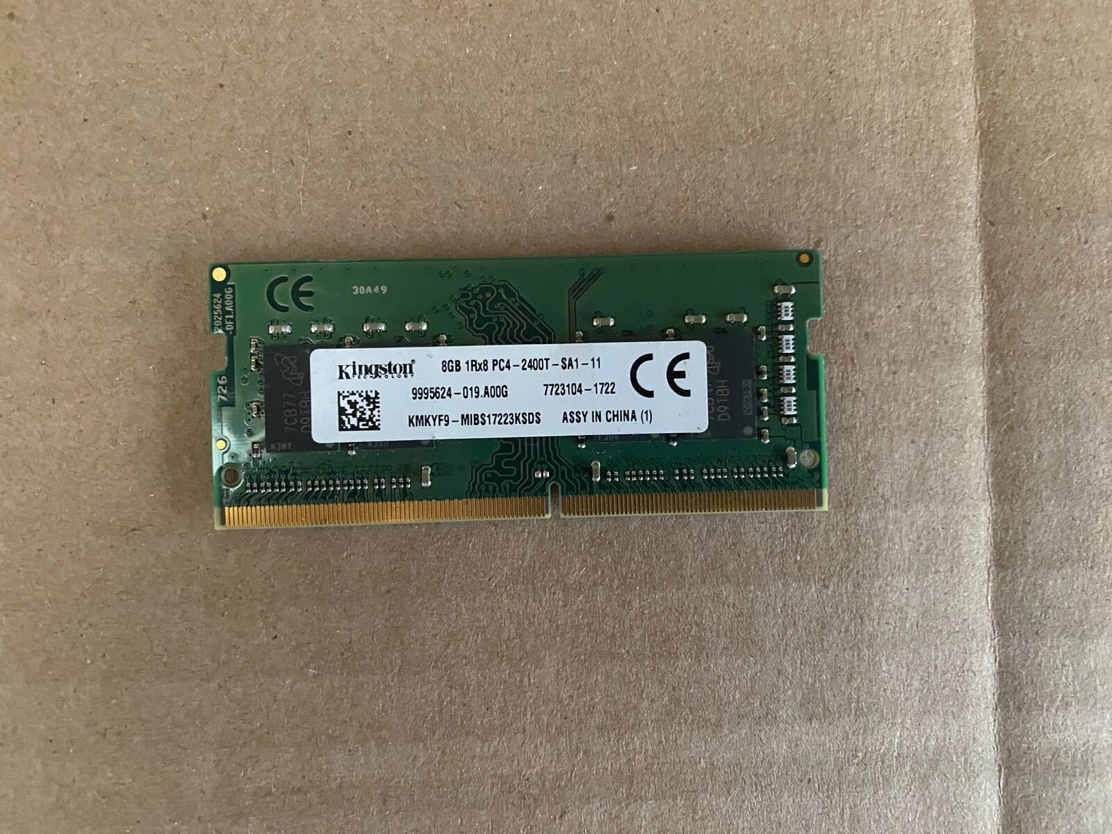 KINGSTON 8GB (1X8GB) 1RX8 PC4-2400T DDR4 SODIMM LAPTOP MEMORY KMKYF9-MIB V3-2(3)
