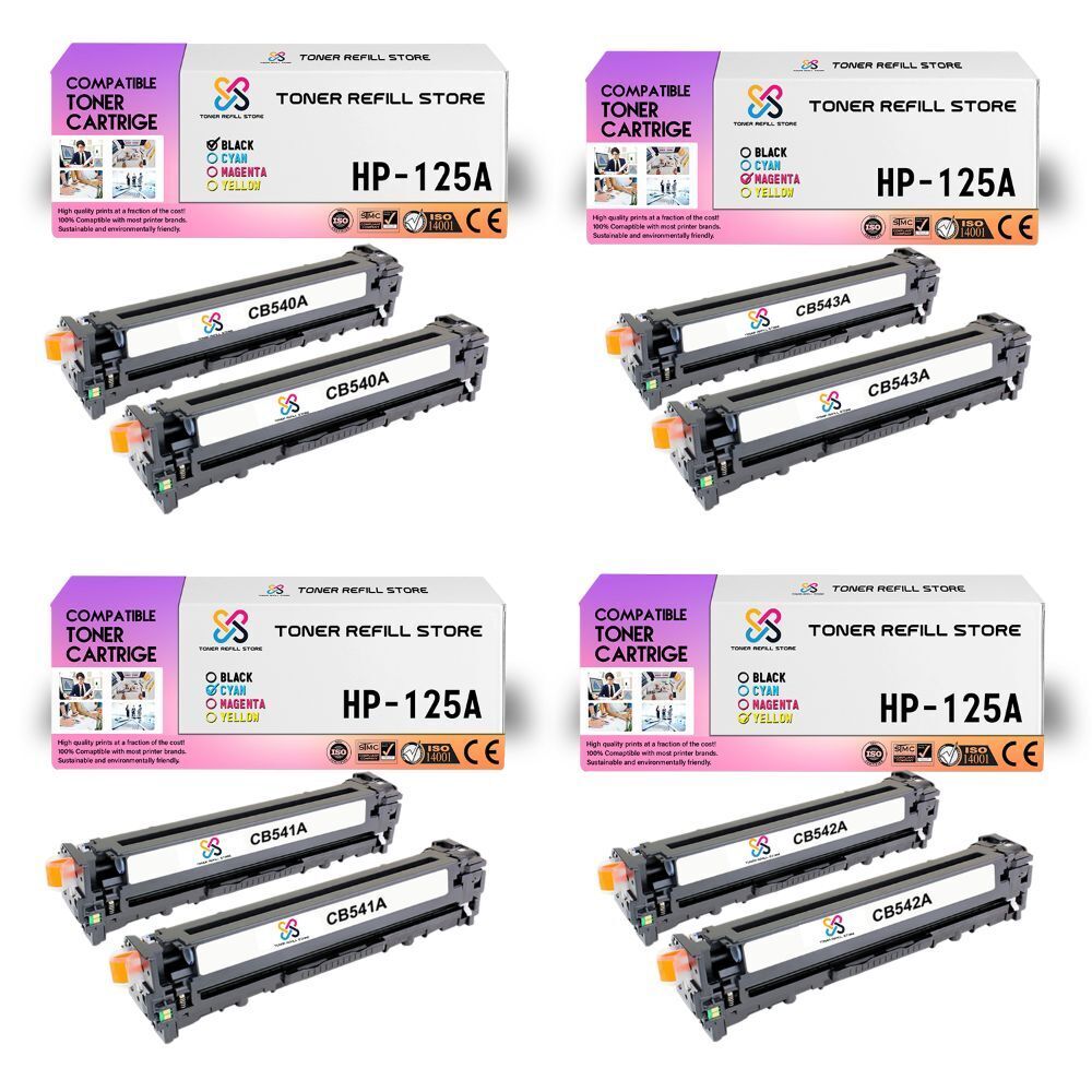 8Pk TRS 125A BCYM Compatible for HP LaserJet CP1215 CP1515N Toner Cartridge