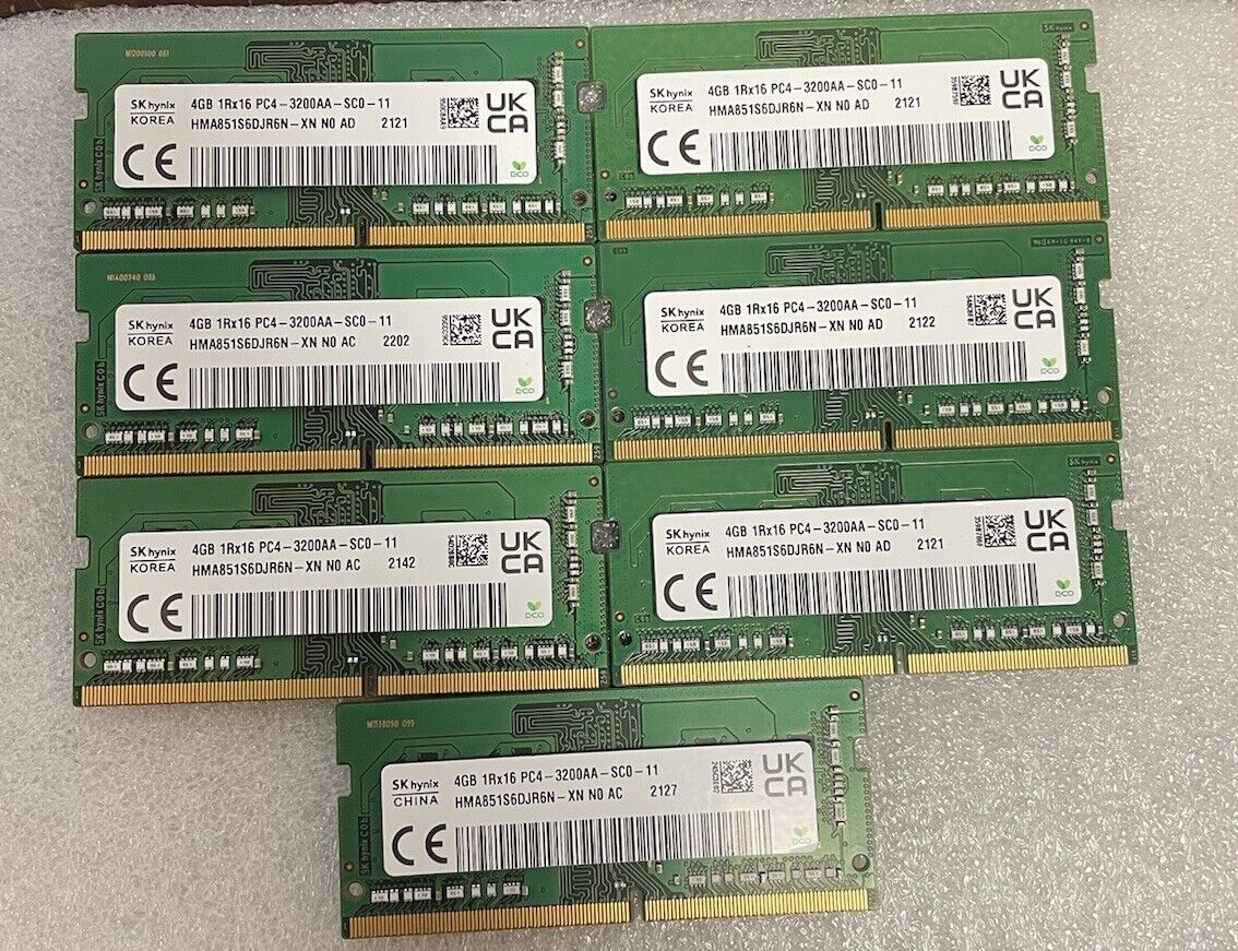 SK Hynix (4GB) DDR4 1Rx16 (PC4-3200AA) Laptop RAM (HMA851S6DJR6N-XN NO AD)