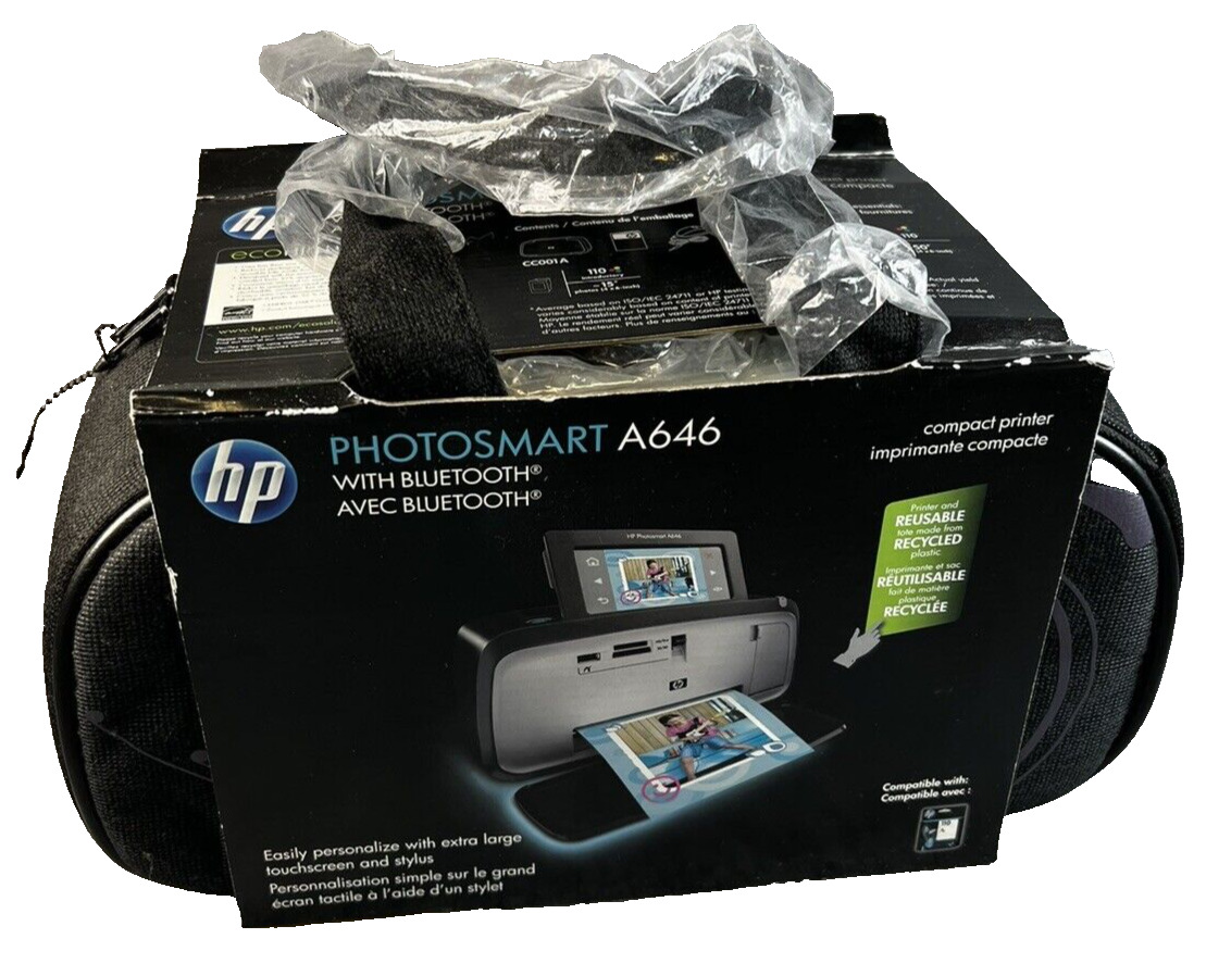 HP Photosmart A646 Digital Compact Photo Inkjet Printer w/ Bluetooth, NEW NIB