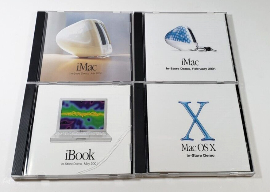 Lot of 4 Apple Computer In-Store Demo iMac iBook OS X Jewel Cases Only NO DISCS
