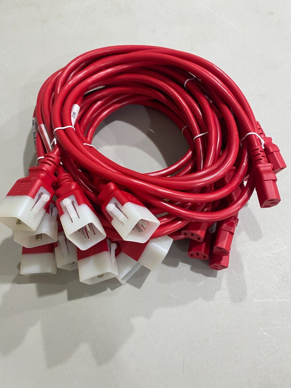Lot of 10 20K13-H-072-RED 6FT P-Lock C20 to C13 15A 250V 14/3 SJT Red Power Cord