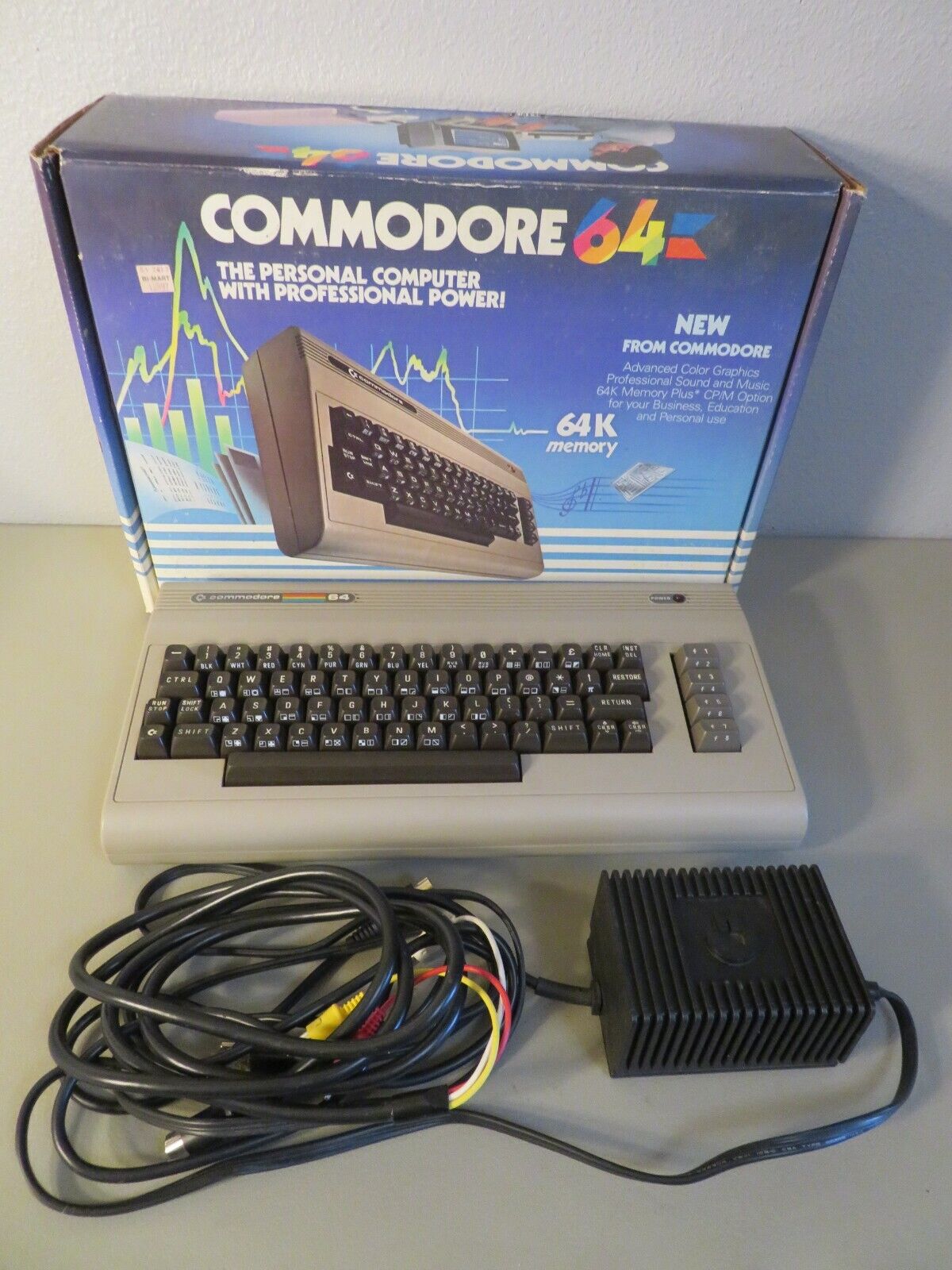 Vintage Commodore 64 Computer w/ power supply Original Box (Read Description)