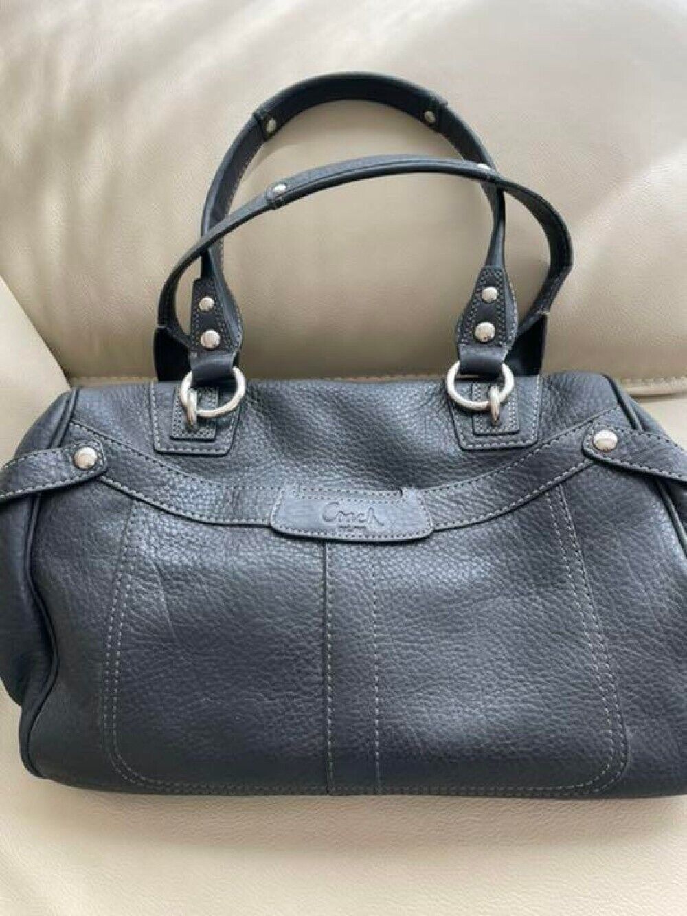 COACH Vintage Shoulder Bag Handbag Leather Black Women\'s Authentic