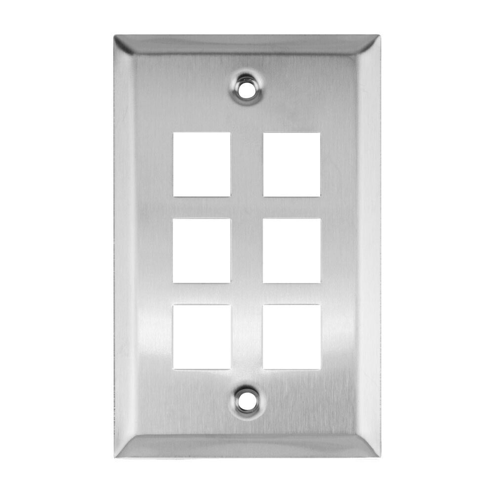 Construct Pro 6-Port Keystone Stainless Steel Wall Plate (Silver)