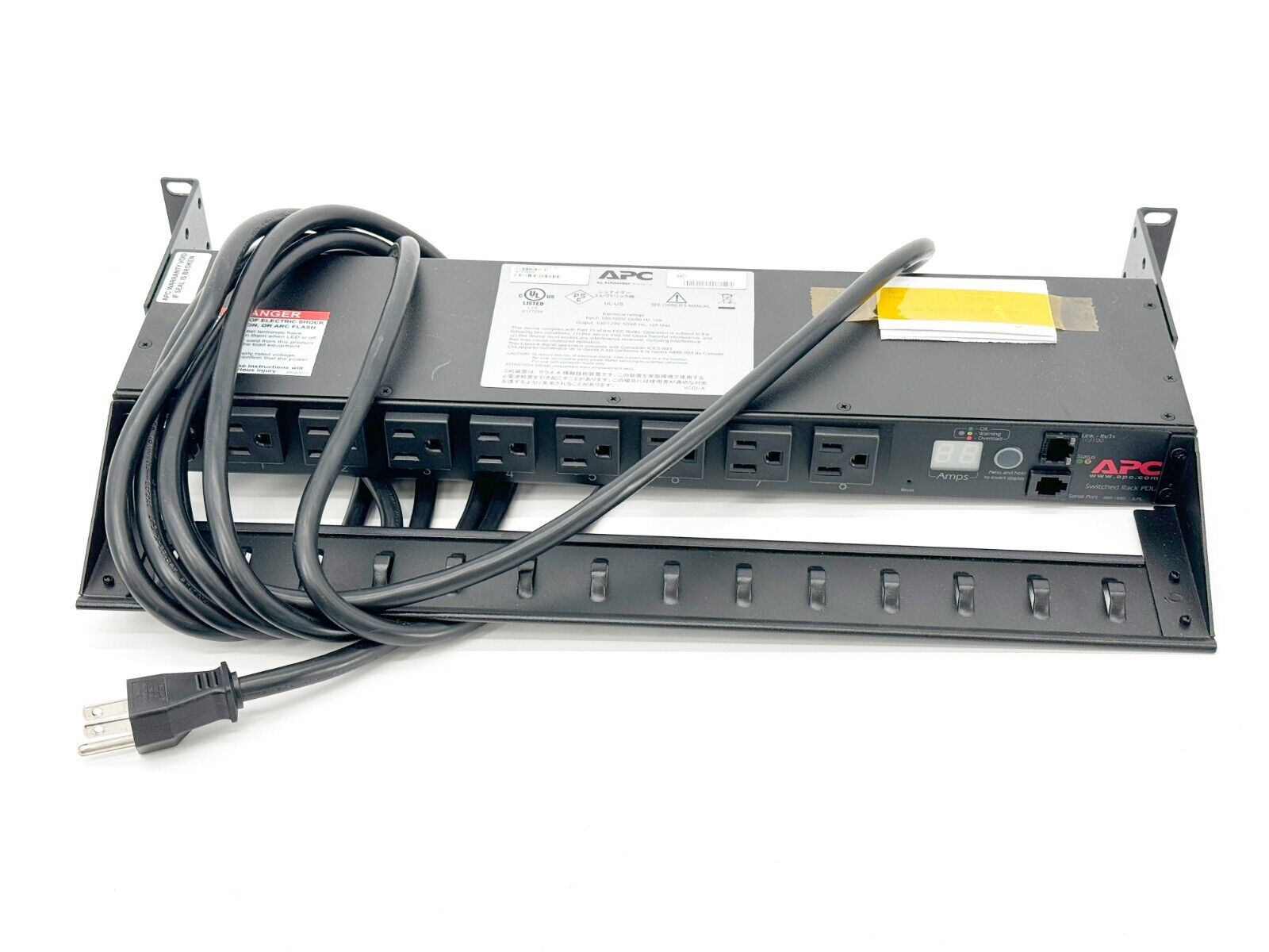 APC AP7900B Switched Rack Power Distribution Unit 1U 15A 8 Outlet PDU Cord Tray