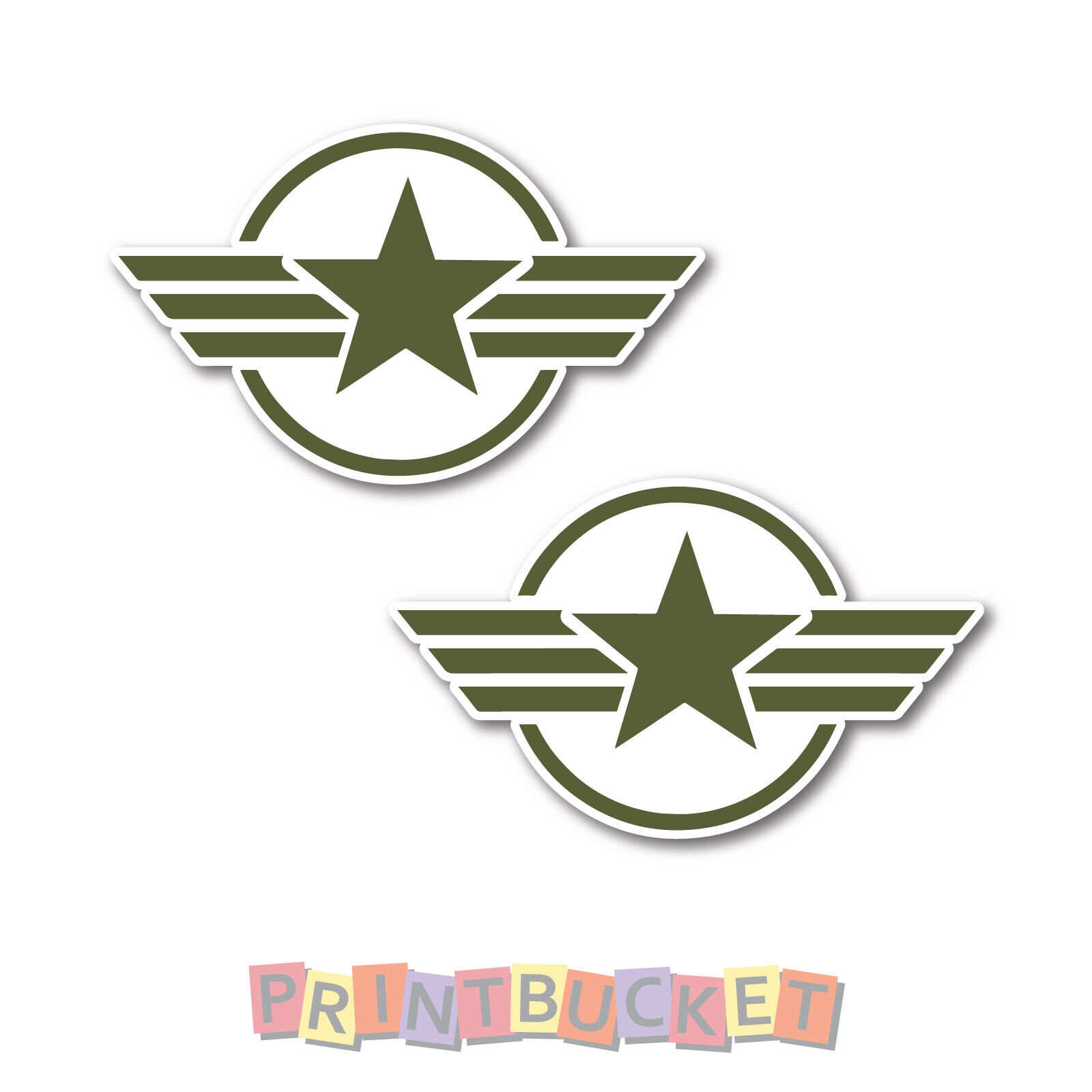 Military star sticker 60mm h  2 pack quality waterproof vinyl us army 