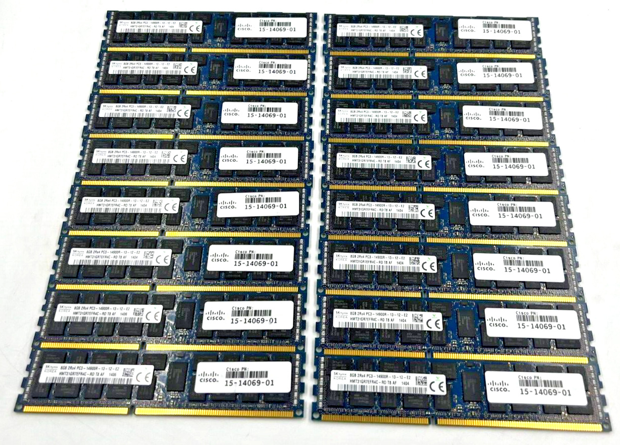 SERVER RAM - SK HYNIX *LOT OF 16* 8GB 2RX4 PC3 - 14900R HMT31GR7EFR4C-RD/ TESTED