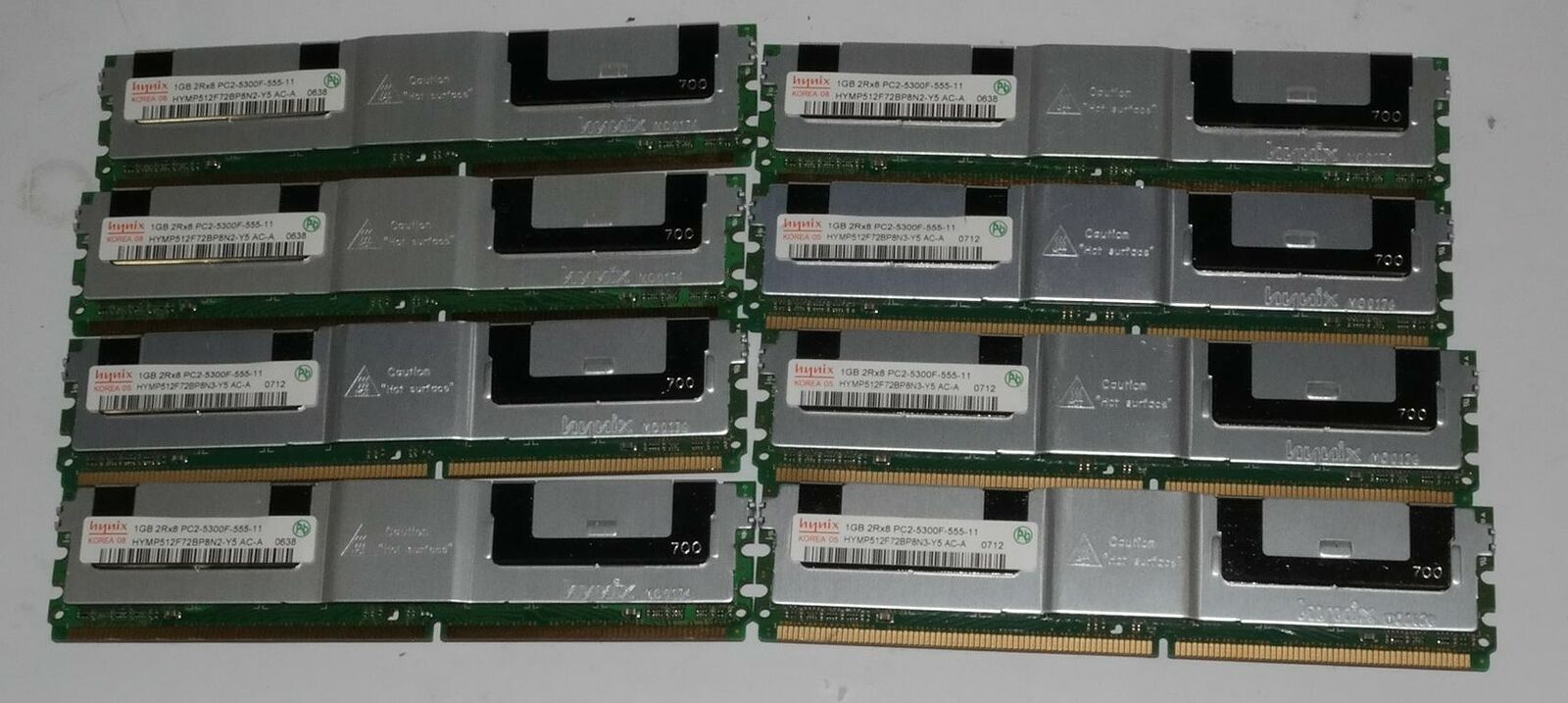 LOT 8X 1GB (TOTAL 8GB RAM) HYNIX HYMP512F72BPBN2 Y5 AC-A 2RX8 PC2-5300F MEMORY