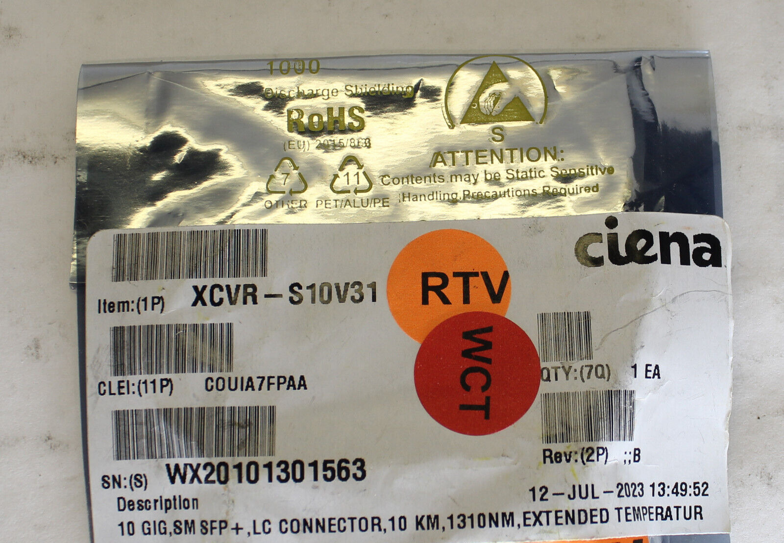 Ciena XCVR-S10V31 10GBASE-LR SFP+ 1310nm 10km DOM Optical Transceiver