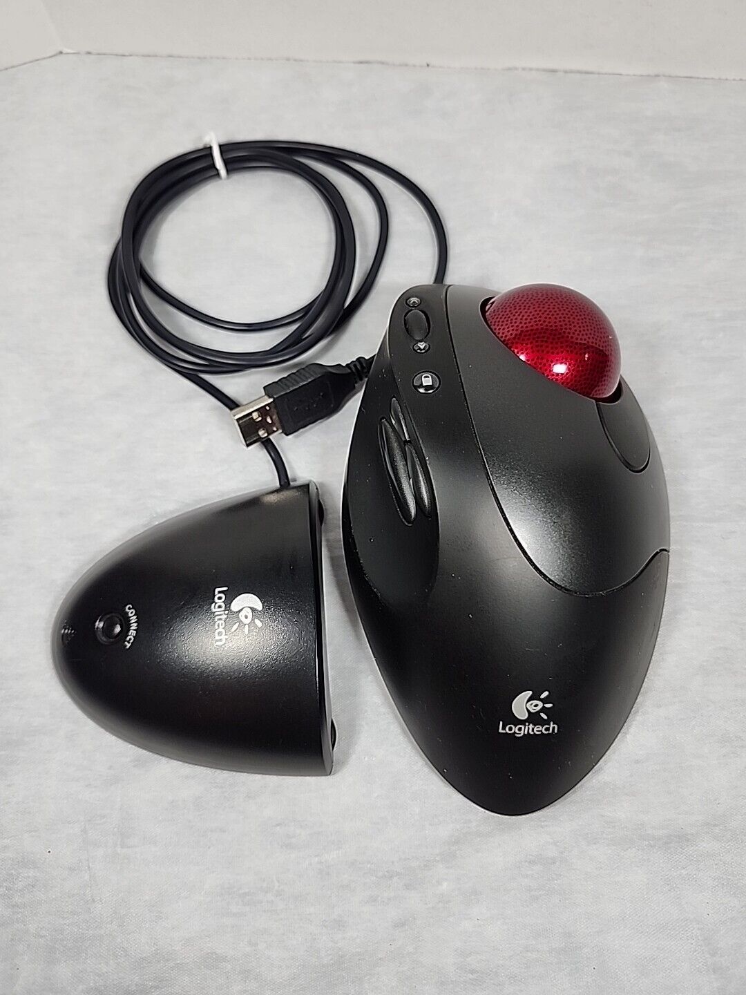 Logitech Cordless Optical TrackMan Trackball Mouse T-RB22 & Receiver Tested Work