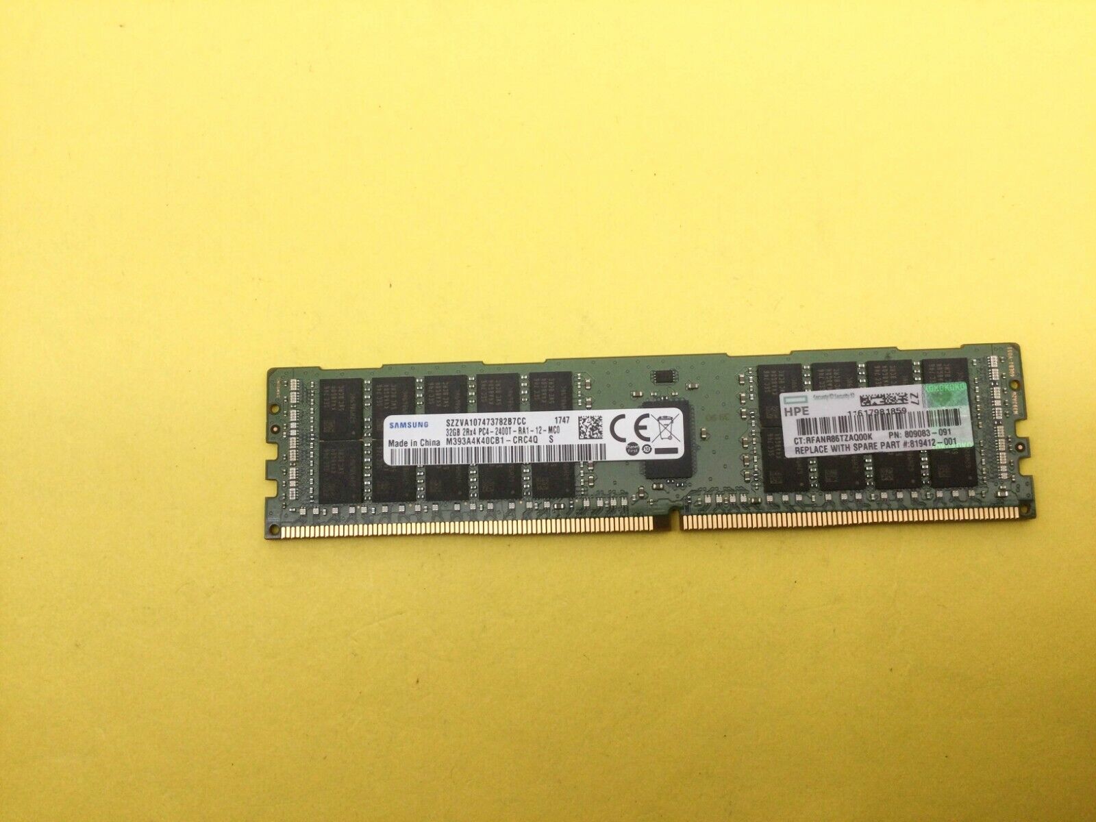 805351-B21 HP 32GB (1X32GB) 2RX4 PC4-2400T DDR4 MEMORY 819412-001 809083-091