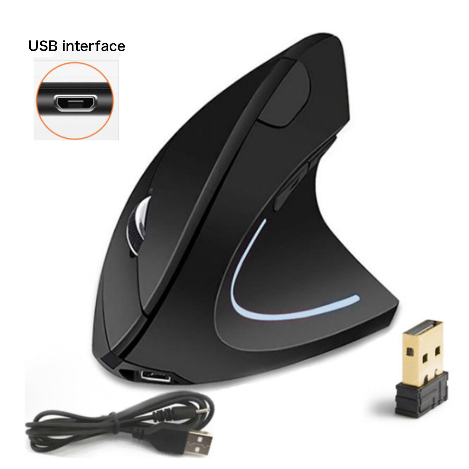 Ergonomic Optical Vertical Mouse 1000/1600 5Key Gaming Mice wirelessRechargeable