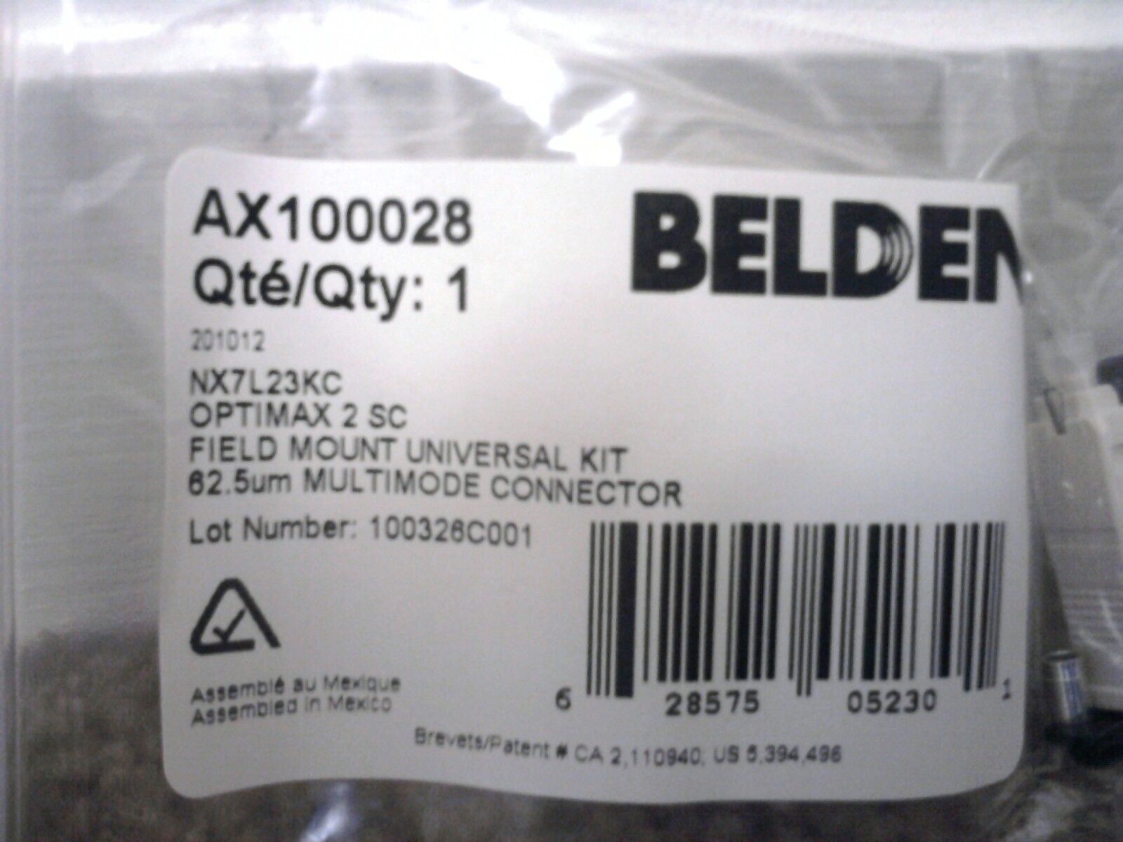 Belden AX100028 Optimax Multimode Connector 62.5um SC NX7L23KC-Lot of 5-Nice$