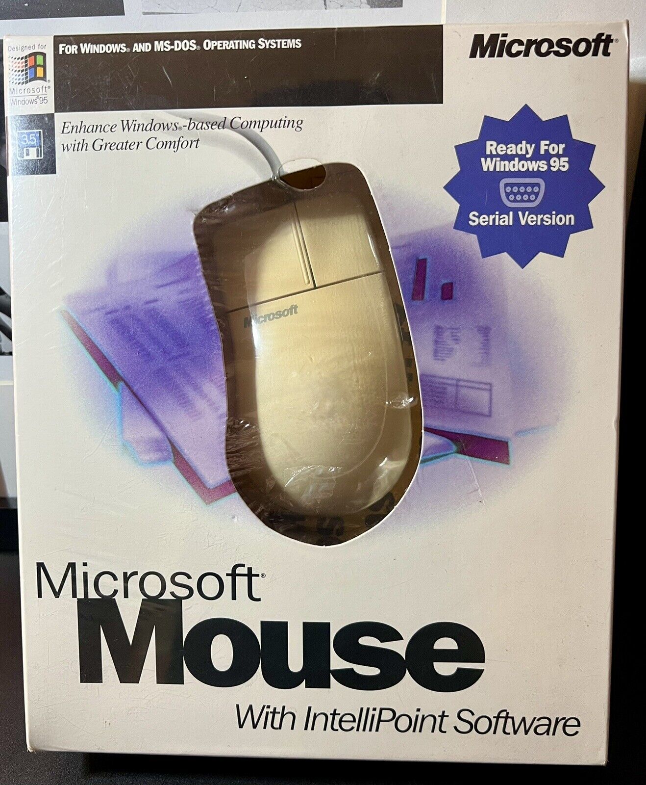 New Sealed Box Vintage Microsoft Mouse 2.0 w/ Intellipoint Software Windows 95