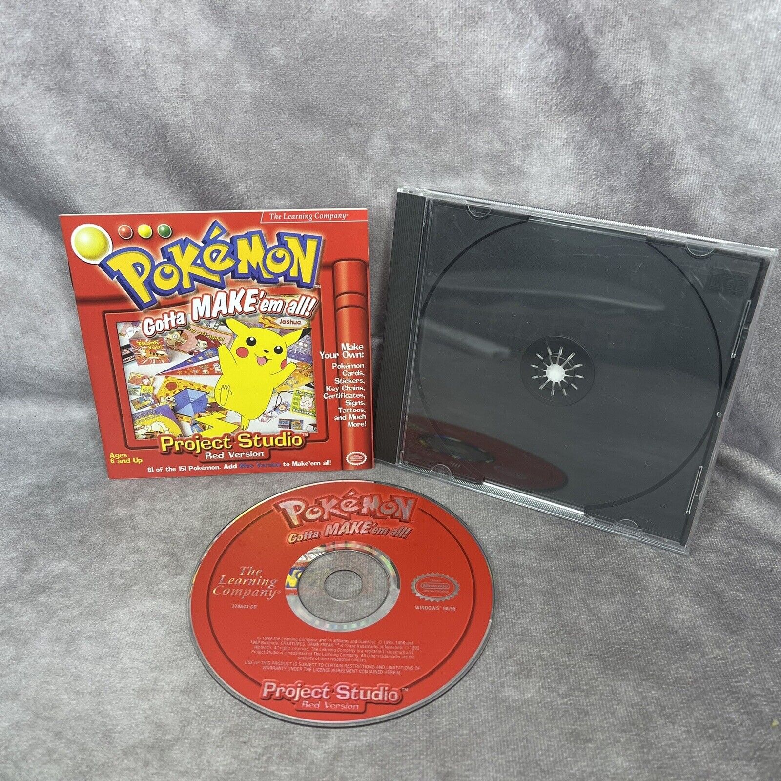 Pokemon Project Studio Red Version Gotta Make \'em All -Nintendo CD-ROM w/ manual