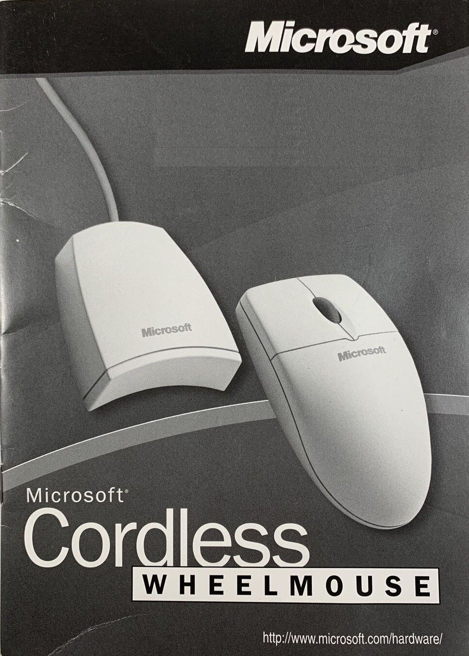 Vintage Microsoft Cordless Wheel Mouse X06-05531 w/ Wireless Receiver X06-05533