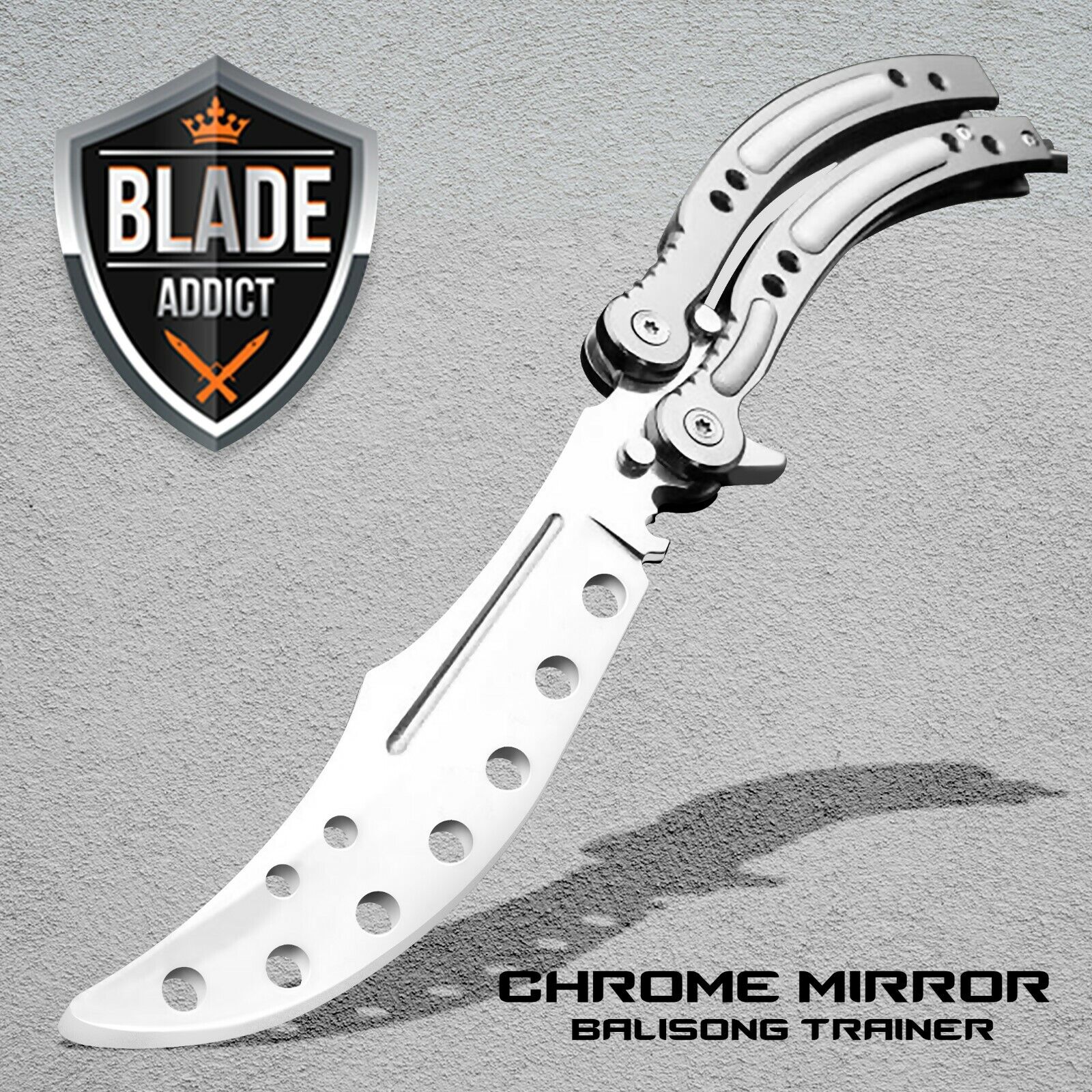 CSGO CHROME SILVER Practice Knife Balisong Butterfly Tactical Combat Trainer NEW