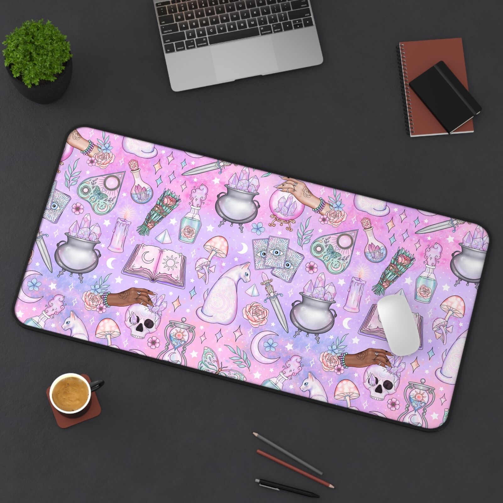 Witchy Desk Mat, TCG Playmat, Colorful Magic, 2 Sizes