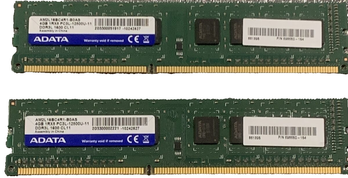ADATA 8 GB (2x4GB) 1Rx8 PC3-12800 (AM2L16BC4R1-B0AS) DDR3 Desktop RAM
