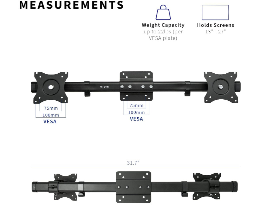VIVO Dual VESA Bracket Adapter for 2 Monitor Screens - MOUNT-VW02A