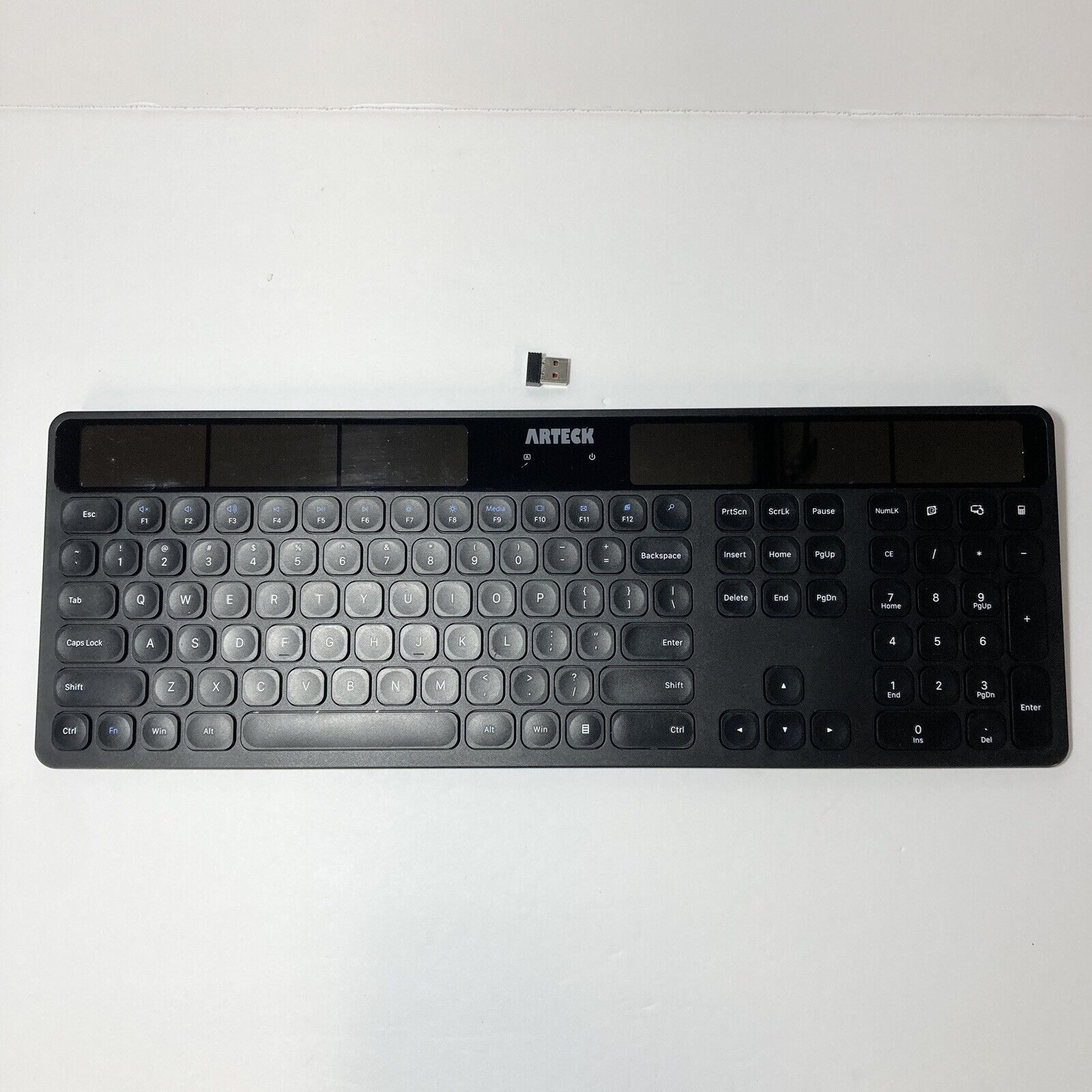 Arteck Wireless Solar Keyboard Full Size Solar Recharging Keyboard for Computer