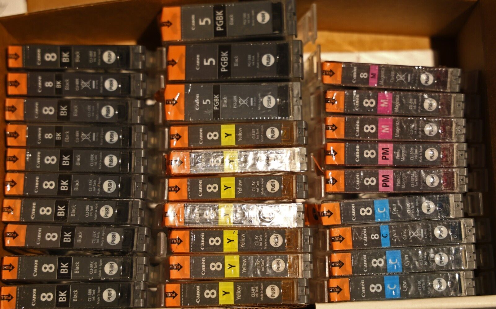 Lot of 29 Sealed Genuine OEM Canon PIXMA CLI-8 And PGI-5 Ink Cartridges