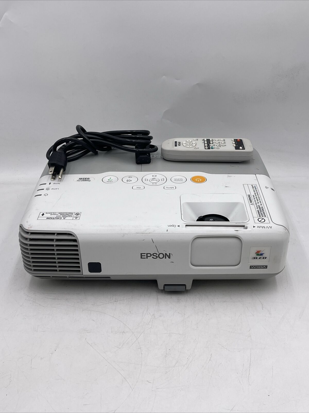 Epson Powerlite 935W 3LCD HDMI Projector 530 Lamp Hours with Remote H565A
