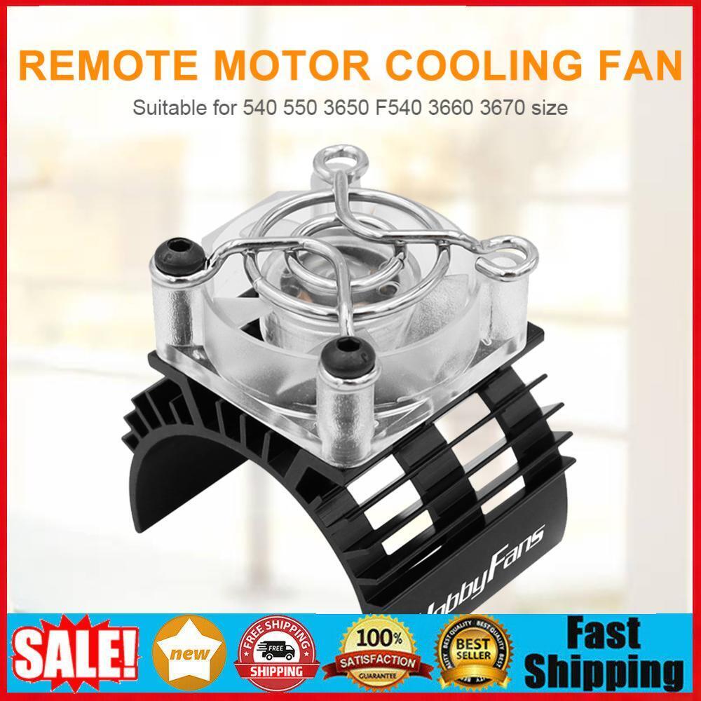 LED Brushless Motor Heatsink with Cooler Fan for 540 550 1/10 RC Car (Black)