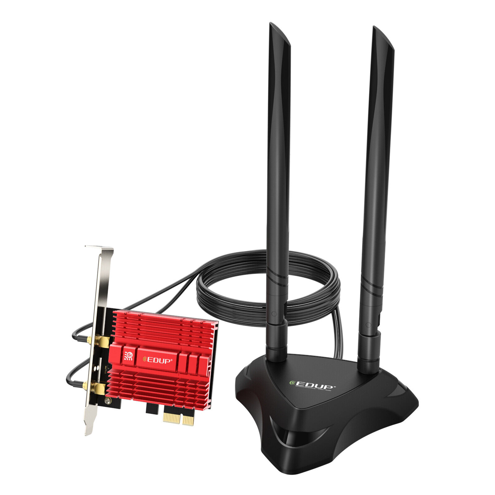 WiFi 6E AX210 PCI-e Network Adapter Desktop Wireless External Antenna 3000Mbps